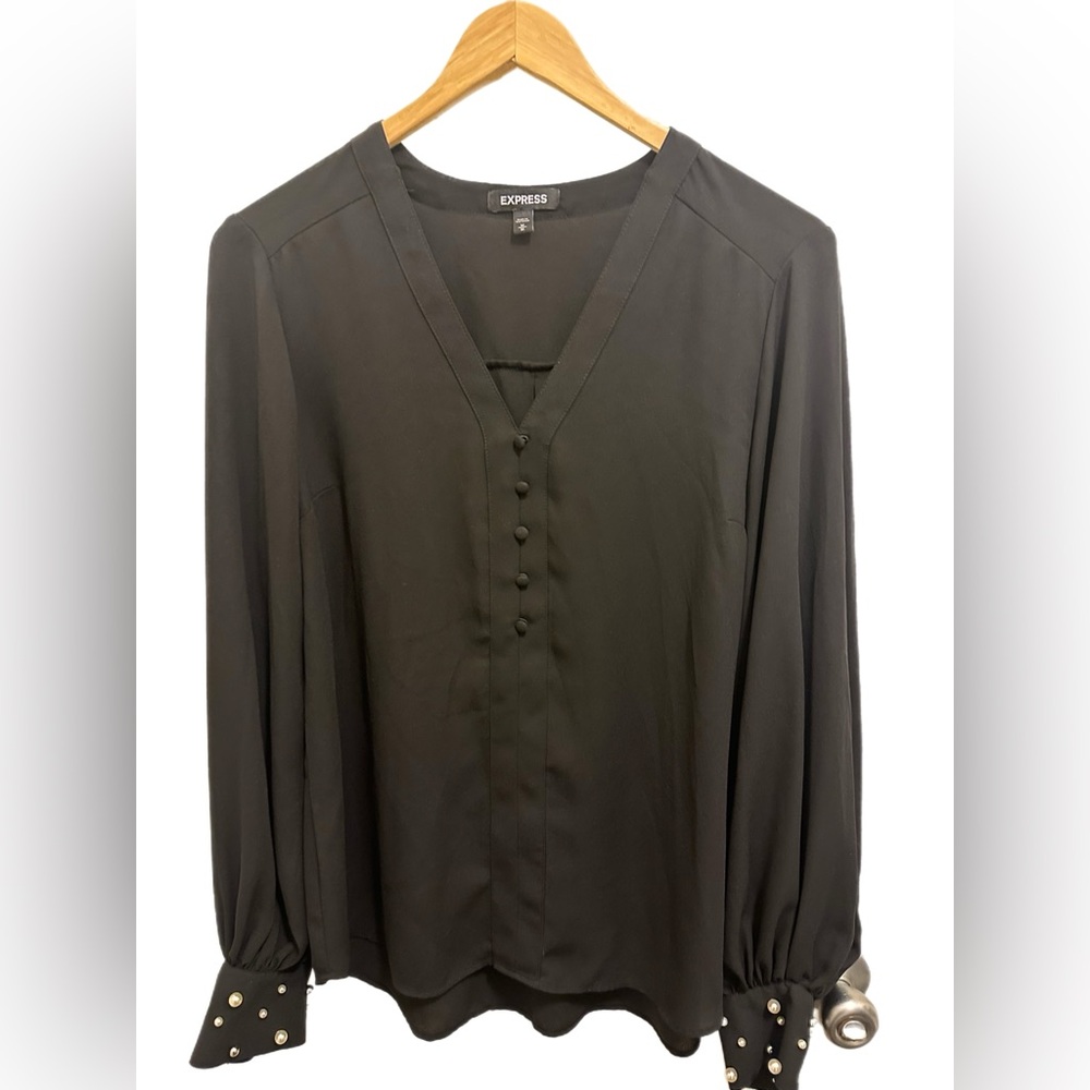 Express Women's Black V-Neck Blouse